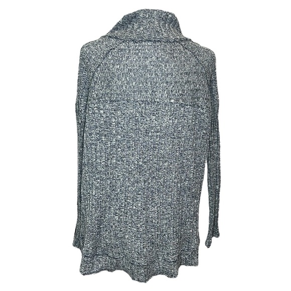 Free People Clarissa Blue-Gray Ribbed Mock Neck Sweater - Picture 4 of 6